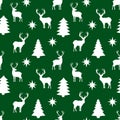 Seamless pattern silhouette reindeer Christmas trees vector illustration Royalty Free Stock Photo